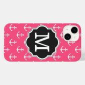 Monogramm des rosa Ankermusters Case-Mate iPhone Hülle (Rückseite (Horizontal))