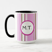 Monogramm des rosa braunen Streifens Tasse (Links)