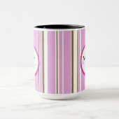 Monogramm des rosa braunen Streifens Tasse (Zentrum)