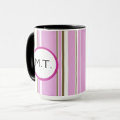 Monogramm des rosa braunen Streifens Tasse (Vorderseite Links)