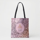 Monogramm des rosa Einhorn-Glitzer Tasche (Vorderseite)