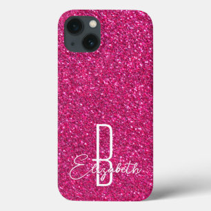 Monogramm des rosa Glitzer Case-Mate iPhone Hülle