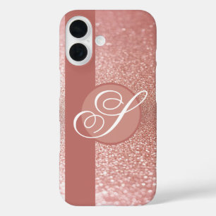 Monogramm des rosa Glitzer iPhone 16 Hülle