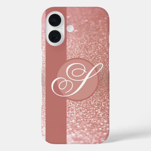 Monogramm des rosa Glitzer Case-Mate iPhone Hülle (Rückseite)