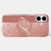 Monogramm des rosa Glitzer Case-Mate iPhone Hülle (Rückseite (Horizontal))