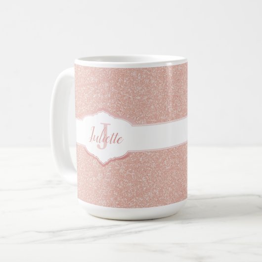 Monogramm des rosa Glitzer Kaffeetasse (Vorderseite Links)