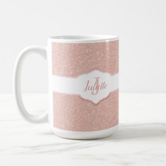 Monogramm des rosa Glitzer Kaffeetasse (Links)