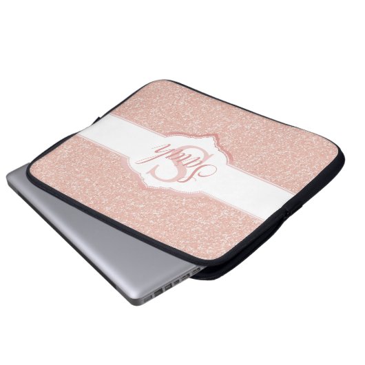 Monogramm des rosa Glitzer Laptopschutzhülle (Vorne Knopf)