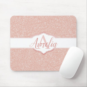 Monogramm des rosa Glitzer Mousepad