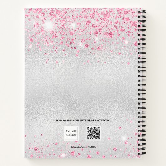 Monogramm des rosa Glitzer Notizblock (Rückseite)