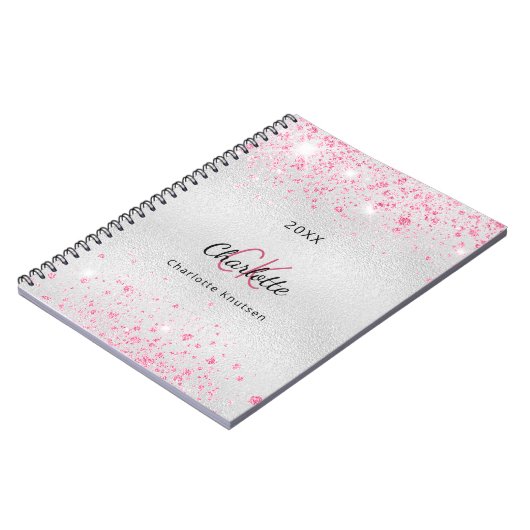Monogramm des rosa Glitzer Notizblock (Linke Seite)