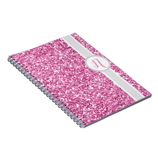 Monogramm des rosa Glitzer Notizblock (Rechte Seite)