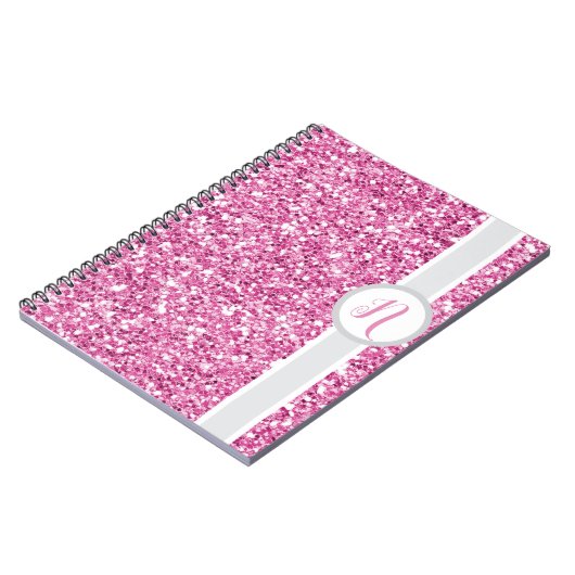 Monogramm des rosa Glitzer Notizblock (Linke Seite)