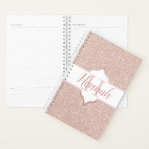 Monogramm des rosa Glitzer Planer