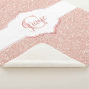 Monogramm des rosa Glitzer Sherpadecke