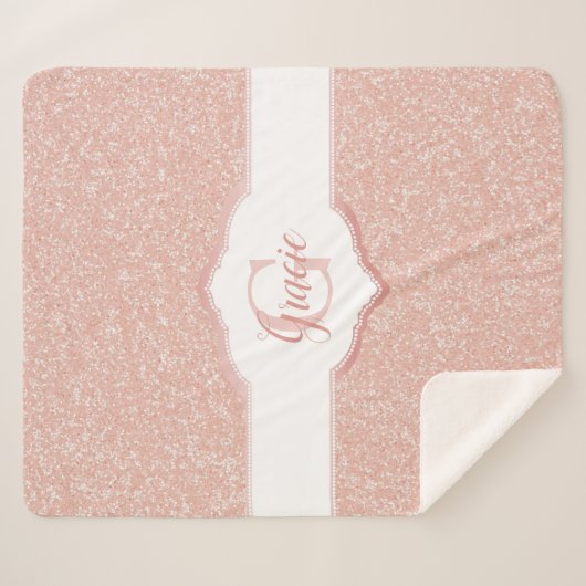 Monogramm des rosa Glitzer Sherpadecke (Vorderseite (Horizontal))