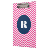 Monogramm des rosa Herringbone-Musters Klemmbrett (Links)