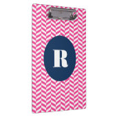 Monogramm des rosa Herringbone-Musters Klemmbrett (Rechts)