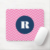 Monogramm des rosa Herringbone-Musters Mousepad (Mit Mouse)