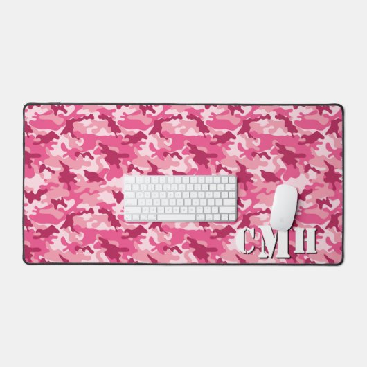 Monogramm des rosa MilitärRetro-Camouflage-Stifts Schreibtischunterlage (Tastatur & Maus)