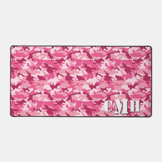 Monogramm des rosa MilitärRetro-Camouflage-Stifts Schreibtischunterlage (Vorderseite)