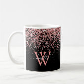 Monogramm des rosa Schwarzen Glitzer Kaffeetasse (Links)