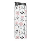 Monogramm des rosa skandinavischen Blumenmusters Thermosbecher (Nach rechts gedreht)