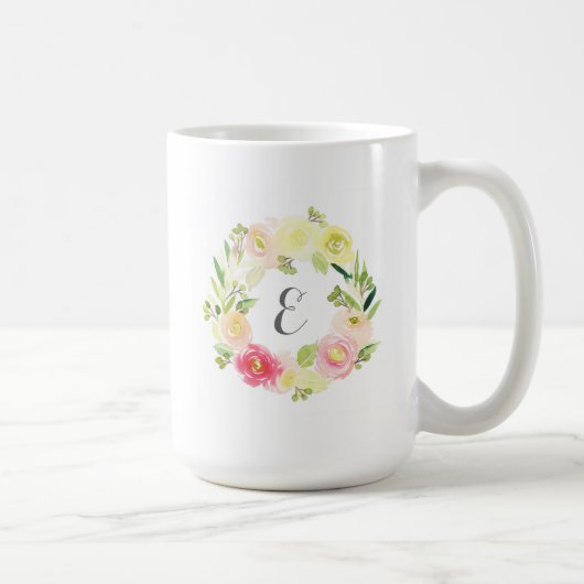 Monogramm des rosa u. gelbes kaffeetasse (Rechts)