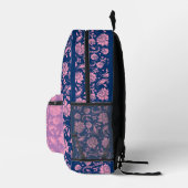 Monogramm des rosa und blauen Blumenstaubmusters Bedruckter Rucksack (Rechts)