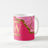 Monogramm des rosa und goldfarbenen Agate-Geode-Gl Kaffeetasse (VorderseiteRechts)
