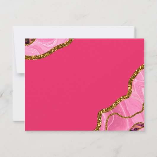 Monogramm des rosa und goldfarbenen Agate-Geode-Gl Mitteilungskarte (Rückseite)
