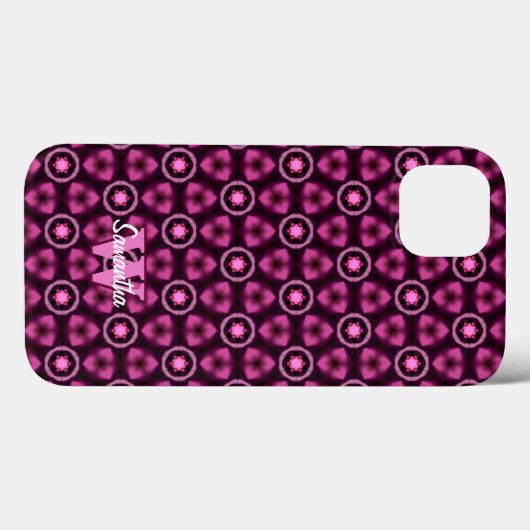 Monogramm des rosa und schwarzen Patterns-Individu Case-Mate iPhone Hülle (Rückseite (Horizontal))