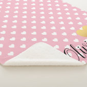 Monogramm des rosa und weißen Herzmusters Sherpadecke (3/4)