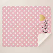 Monogramm des rosa und weißen Herzmusters Sherpadecke (Vorderseite (Horizontal))
