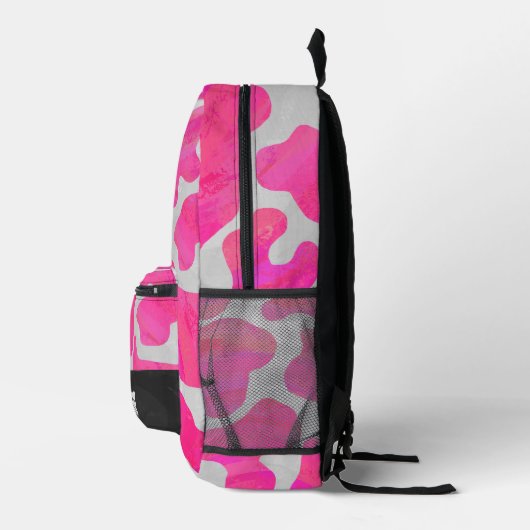 Monogramm des rosa und weißen Kuhmusters Bedruckter Rucksack (Rechts)