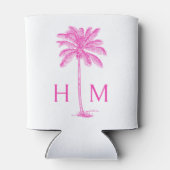 Monogramm des rosa und weißen Palm Palmetto Tree Dosenkühler (Rückseite)
