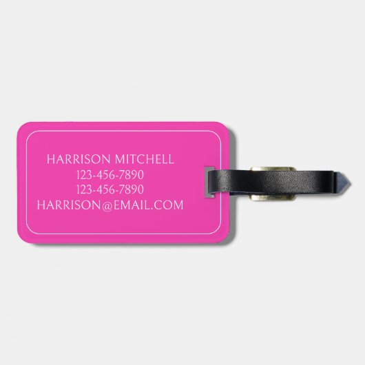 Monogramm des rosa und weißen Palm Palmetto Tree Gepäckanhänger (Rückseite horizontal)