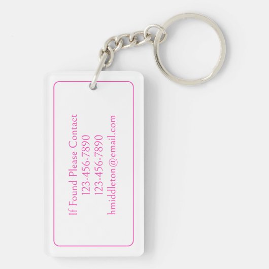 Monogramm des rosa und weißen Palm Palmetto Tree Schlüsselanhänger (Rückseite)