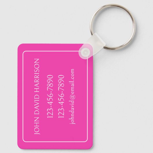 Monogramm des rosa und weißen Palm Palmetto Tree Schlüsselanhänger (Rückseite)