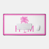 Monogramm des rosa und weißen Palm Palmetto Tree Schreibtischunterlage (Tastatur & Maus)