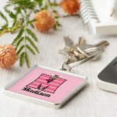 Monogramm des rosafarbenen Elchos des Kindes Buchs Schlüsselanhänger (Seite)