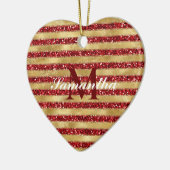 Monogramm des roten Glitzer Keramik Ornament (Links)
