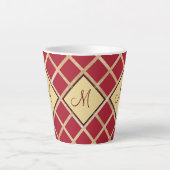 Monogramm des roten Golden Diamond Geometric Milchtasse (Vorderseite)