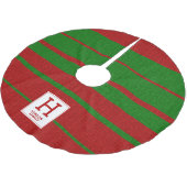 Monogramm des roten grünen Stripmusters Polyester Weihnachtsbaumdecke (Schrägansicht)