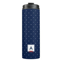 Monogramm des roten Ribbon Blue Polka-Dot-Musters