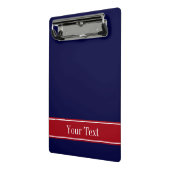 Monogramm des roten Ribbon-Namens "Solid Navy Blue Mini Klemmbrett (Gewinkelt2)