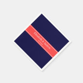 Monogramm des roten Ribbon-Namens "Solid Navy Blue Serviette (Ecke)