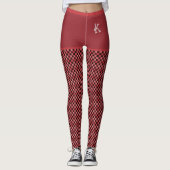Monogramm des roten schwarzen Prüfmusters, kundens Leggings (Vorderseite)