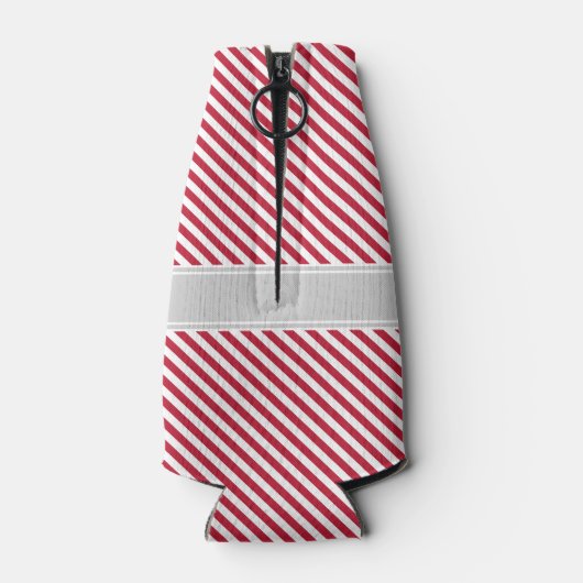 Monogramm des roten und grauen Streifen Flaschenkühler (Rückseite)