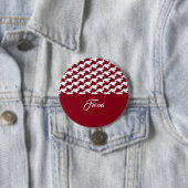 Monogramm des roten und weißen Hahnentrittmusters Button (Beispiel)